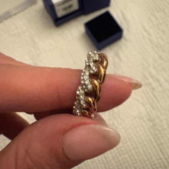 Swarovski Twist Lane Ring Rose Gold Silver Crystal Size 55 / US 7 - Picture 10 of 11